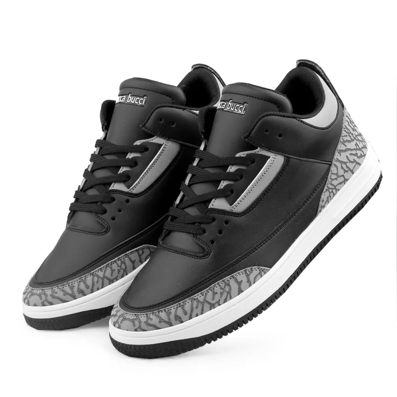 Bacca Bucci Black Vortex Mid Top Flat Sole Sneakers for Men | Best Price UAE